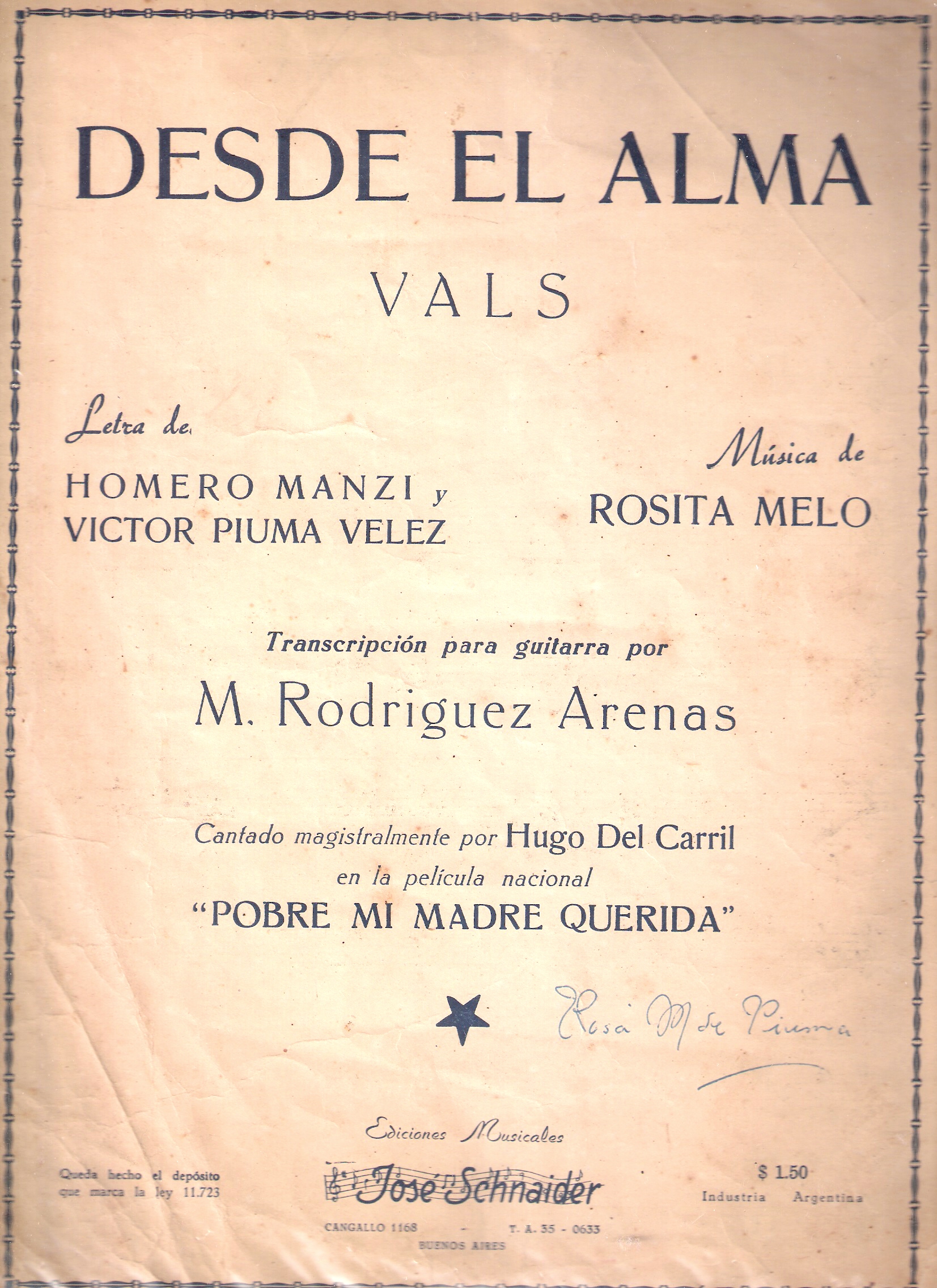 Desde el alma, partitura
